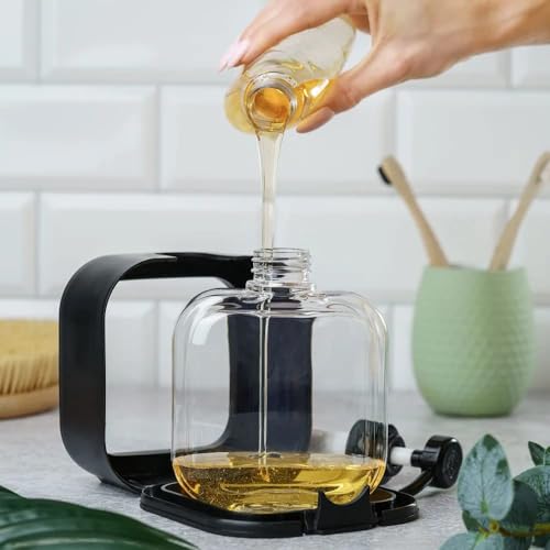 Image of Hand Soap Dispenser for Bathroom, Modern Dish Soap Dispenser for Kitchen Sink, Liquid Soap Container with Pump, Clear Plastic Soap Pump Bottles (2 Packs,17oz, Black)