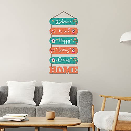 Artvibes Welcome Home Quote Decorative Wall Art MDF Wooden Wall Hanger for Living Room | Bedroom | Gifts | Decor Hanging Ornaments | Modern Decoration (WH_6601N), Set of 6