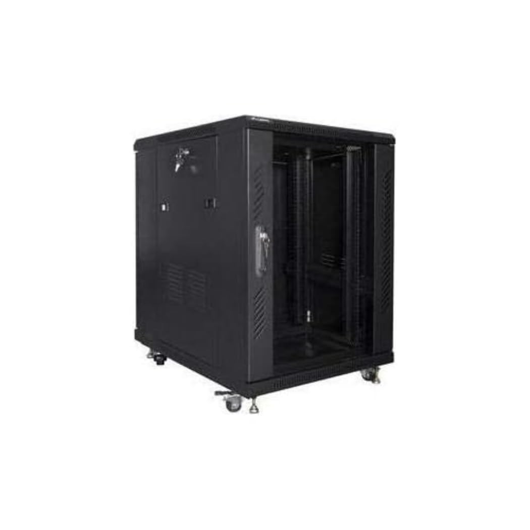 Lanberg Cabinet Rack FF01-​6815-​12B (15U; 19''; 848MM / 600MM / 800 MM; Standing; Glass; 800 KG; Black Color)