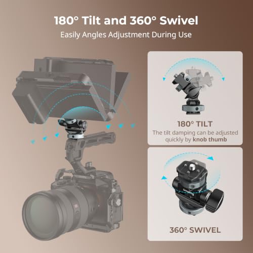 Image of SMALLRIG Camera Monitor Mount with Cold Shoe, 180 Tilt and 360 Swivel, Retractable 1 /4 inch Locating Screw Anti-Twist, Damping Adjust, Horizontal & Vertical Shooting