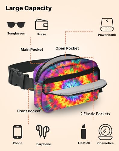 Image of Tie Dye Fanny Pack for Women Belt Bag Fashion Everywhere Waist Pouch Lightweight Crossbody Bags with Adjustable Strap