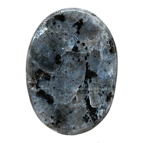 Image of Amazing Gemstone Larvikite Worry Stone Crystals and Healing Stones - Worry Stones for Stress Relief Gifts - Piedra Crystal Fidget for Meditation,Relaxation - Unique Stocking Stuffers & Birthday Gifts