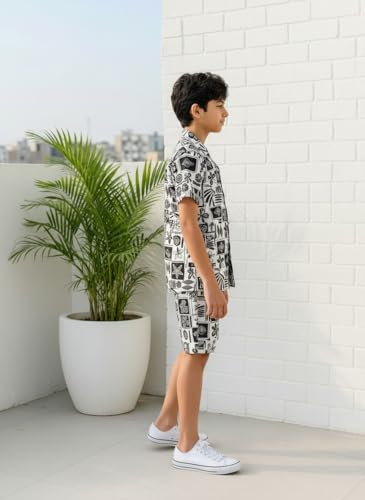 Image of Ninos Dreams Boys Cotton Rayon Halfsleeves Coord Set with Shirt & Shorts /Boys Vacation wear /boys co ord set /Boys Tropical print Shirt & Shorts set /Boys Clothing Set