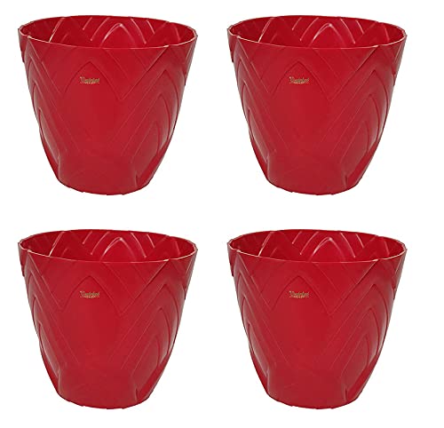 WonderlandSet of 4 : Lotus 10" PP/PVC Plastic Planter, planters, Pot, Flower pots, Plant pots, Garden pots, pots for Plants Balcony, Garden Decor (Red) (B093T93JK5) Amazon Price History, Amazon Price Tracker