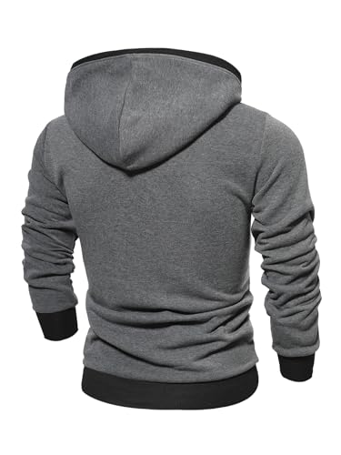 SweatyRocks Men's Colorblock Fleece Hoodies Drawstring Long Sleeve Hooded Sweatshirt with Pocket2