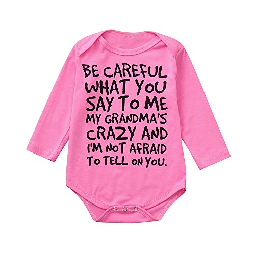 Digood Boys Outfits&Set,Newborn Toddler Baby Girls Boys Letter Print Romper Jumpsuit Cute Casaul Clothes,Kids Summer Clothes (Hot Pink,6 M)