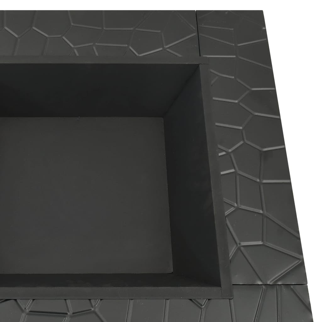 vidaXL Brasero de Jardín con Atizador Patio Terraza Balcón Exterior Cuenco Chimenea Fogata Hornillo Calentador Calefactor Acero XXL 81x81x47 cm