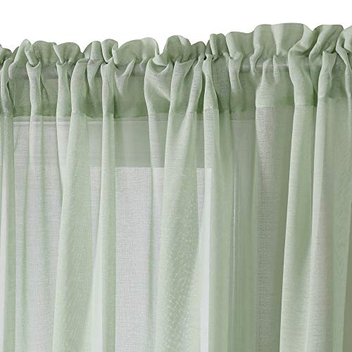 MIULEE 2 Panels Sheer Window Curtains Elegant Window Voile Panels/Drapes/Treatment for Bedroom Living Room 55" Wx85 L Rod Pocket Green - Image 4