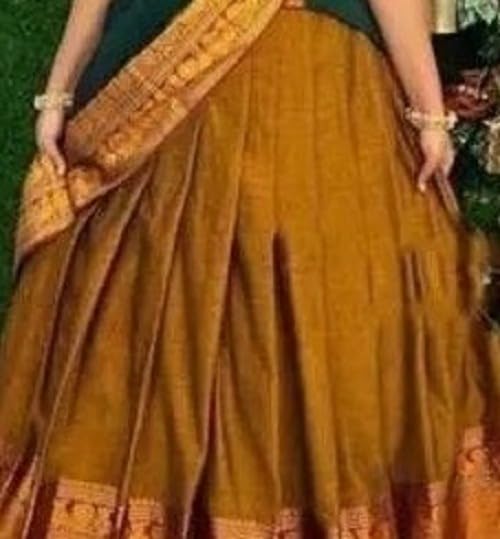 Image of ZITON ARICO MART Women's Indian Traditional Kanjivaram Silk Pure Weaving Lehenga Choli Along With Dupatta And Blouse Piece, Half Saree (Unstitched)