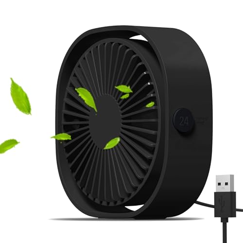 Simpeak USB Ventilator, Mini USB Tischventilator, Klein Ventilator Leise, 3 Speed 360 Grad Drehung, Desk Fan Lüfter für Büro Camping Picknick Ausflüge – Schwarz