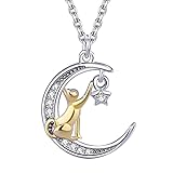 [gulamu jewelry] 揺れる 猫 ネックレス ねこ ネコ 星 スター 三日月 ムーン ネックレス ギフト 誕生日 記念日 プレゼント 女性 彼女 妻 娘 アクセサリー