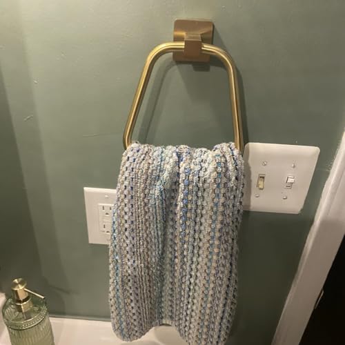 Image of Brushed Gold Towel Ring for Bathroom, Kitchen Bath Towel Holder Hangers Wall Mount Heavy Duty Stainless Steel