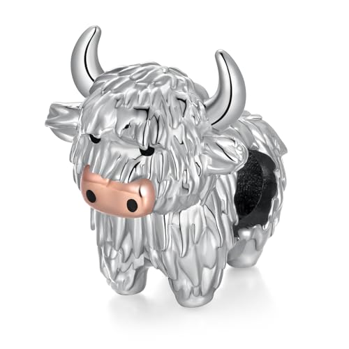 Highland Cow Charm 925 Sterling Silver Cow Charms for Bracelets Cow Jewelry Highland Cow Jewelry Gifts