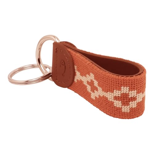 Image of Leather Hand-Stitched Needlepoint Key Fob or Key Chain