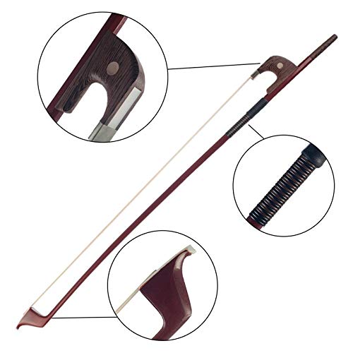 Guitar Parts 4/4 Brazilwood Upright Bow German Style Upright Bow for 4/4 Full Size Double Bass White Horsehair