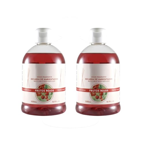 PandaHome Ambientador Mikado Reposición- Incluye Sticks de Recambio - Fragancia Duradera - Ideal para el Hogar, Baño, Casa - 500 ml -Frutos Rojos