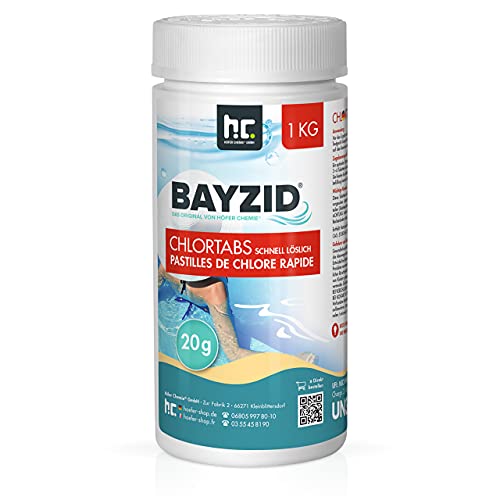 1 kg Pool Chlor Tabletten 20g BAYZID schnell löslich mit 56% Aktivchlorgehalt für Pool & Schwimmbad