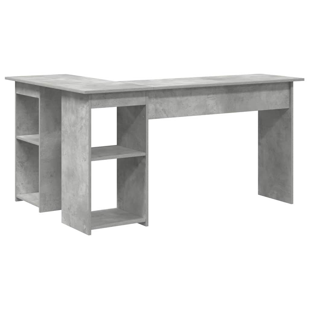 Biurko betonowe, szare, z materiału drewnopochodnego, 142 x 102 x 73 cm, z 2 półkami, nowoczesny stół roboczy do domu, biura, gabinetu, salonu, wytrzymały sekretarzyk zapewniający wygodne