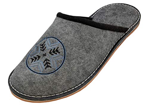 BeComfy Zapatillas de Hombre Fieltro/Goma Suela Pantuflas Zapatos Caseros Casa Fieltro Caja de Regalo 40-46 (43 EU, FMS10 Goma)