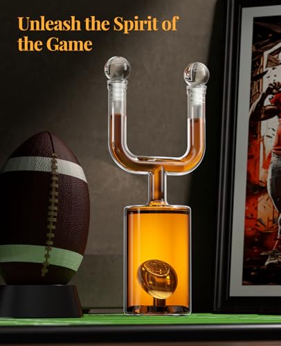 Football Gifts for Men, Kollea Whiskey Decanter Sets for Men, 28Oz Football Decanter Set with 2 Glass, Cool Anniversary Birthday Gift Idea for Dad Coach Brother Him, for Super Bowl Home Bar Party