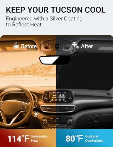 Image of Proadsy 2026 Upgrade Windshield Sun Shade Custom Fit Hyundai Tucson 2016-2021 4-Layer Foldable Front Sunshade Protector Sun Visor Blocks UV Rays Keep Car Cooler Accessories
