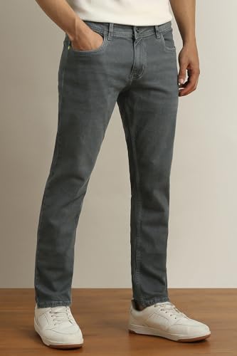Image of Peter England Men's Slim Tapered Jeans | Denim | Casual Wear | Modern Fit