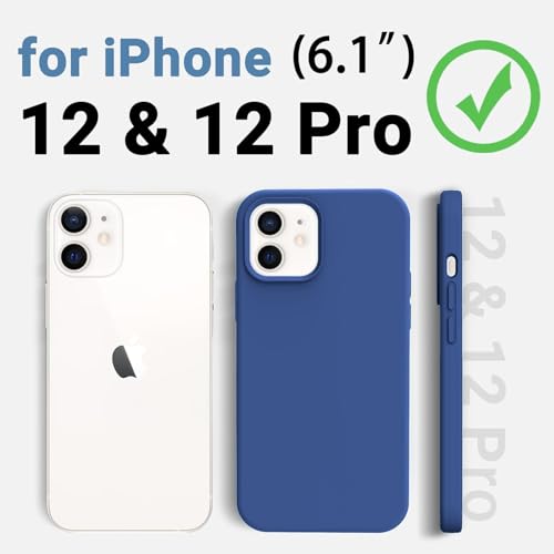 Image of DIZORO Microfiber Candy Case Compatible for iPhone 12 /iPhone 12 Pro 6.1 inch, Shockproof Slim Back Cover Liquid Silicone Case - Blue