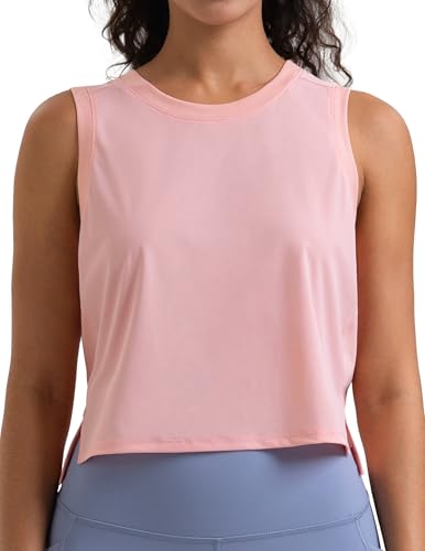 Colorfulkoala Women's Workout Top Quick Dry Athletic Shirt Mesh Back Muscle Tank (S, Mauve Pink)