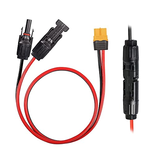 GIGIIS Conector de Panel Solar a XT60 Cable adaptador 12AWG Cable de Extensión de Panel Solar con Conectores Hembra y Macho para Planta Eléctrica Portátil y Generador Solar - 60cm
