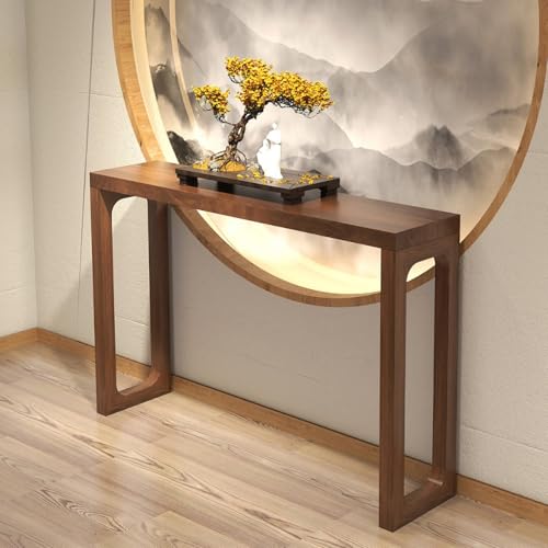 Mesa de entrada rústica para pasillo estrecho de madera 6