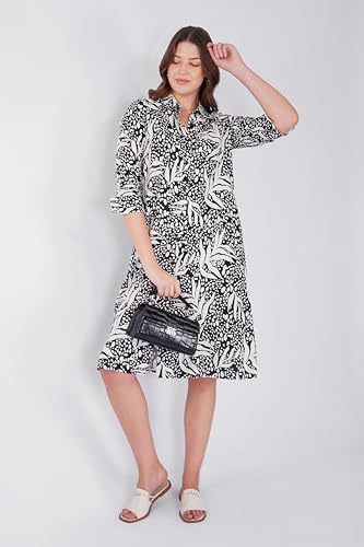 Image of Midi Dress for Women | Rayon A-Line Dress with Pockets | Casual Western Dress for Women | Comfortable Everyday Wear