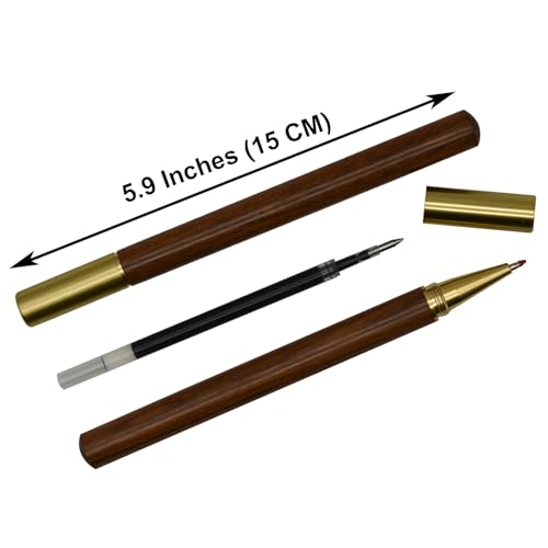 Maydahui Pack 12 Bolígrafos Rollerball de Madera y Metal miniatura 2