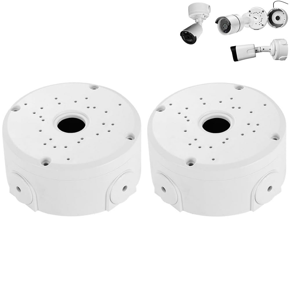 BAAQII 2 Pack Junction Box Cable Deep Base for Security CCTV Cameras Dome Mount Box Outdoor, Universal Junction Box for Bullet Dome Turret Cameras & Solar Panel