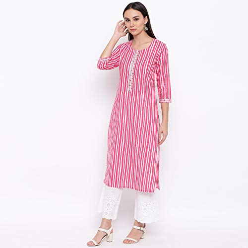 Image of Vbuyz Womens's Cotton Printed and Handwork Kurta