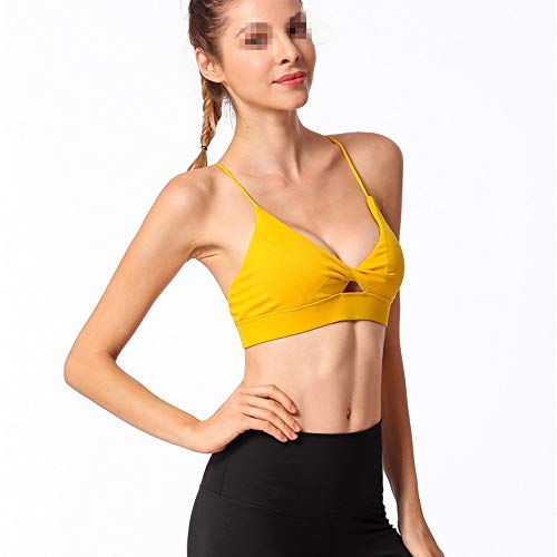 Battitachil women's yoga jacket women's sports bra high impact built impact fitness yoga gym vest tank top sleeping, jogging, Nylon, Yellow, Medium