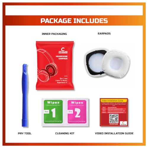 Image of Crysendo Headphone Cushion for Marshall Major III Headphone | Soft Ear Cushion Cover Replacement Earpads | Protein Leather & Memory Foam Cushion (White)