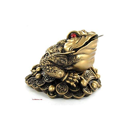 lachineuse - Crapaud de Fortune Feng Shui Doré - Crapaud à 3 Pattes Transparent - 10 x 13 x 13,5 cm - Décoration Asiatique - Idée Cadeau Originale Chine...