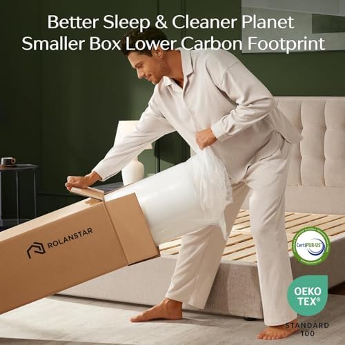 Rolanstar Twin Size Mattress, 8 Inch Gel Memory Foam Mattress in a Box, Fiberglass Free, Breathable for Cooler Sleep Supportive & Pressure Relief, CertiPUR-US Certified, White - Thumbnail 3
