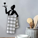 Pierre - Kitchen Towel Holder in a French Wine Waiter Design. Black Towel Hook - Hand Towel Holder for Bathroom & Kitchen - Heavy Duty Shower Hook - Service Waiter Design