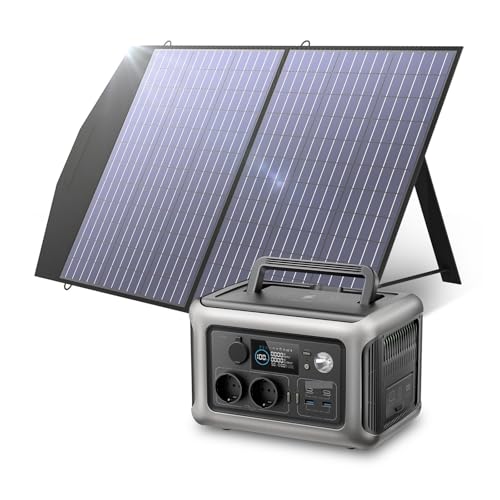 Central Eléctrica Portátil R600 Con Panel Solar 100W, 600W 299Wh LiFePO4 Generador UPS Batería De Respaldo MPPT For RV Carga UltrarráPida(Black)