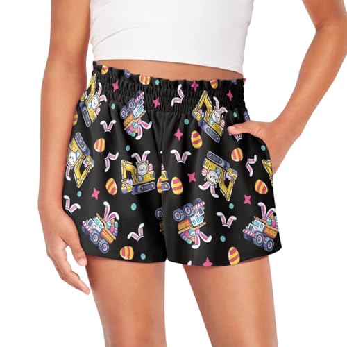 Frymappies Easter Boys Shorts 6-12 Months Kids Rabbit Athletic Shorts Eggs High Waisted Shorts with Pockets Cartoon Trucks Outdoor Shorts Stars Toddler Boys Beach Swim Shorts