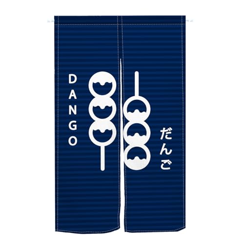 のれん Qinunipoto だんご 青柄 暖簾 シンプル風 幅85cm丈150cm インテリア 出入り口 目隠し おしゃれ すだれ 遮光 部屋 間仕切りカーテン 門カーテン ポリエステル製 オーダー可 簡単取付 四季兼用