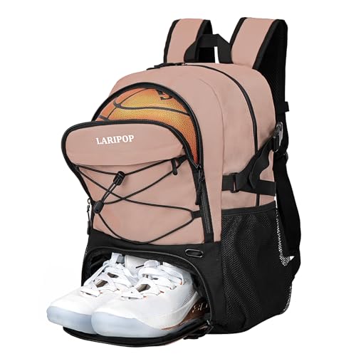 LARIPOP Basketball Bag-Youth Basketball Backpack for Men&Women, Soccer Volleyball Bag with Separate Ball Holder & Shoes Compartment