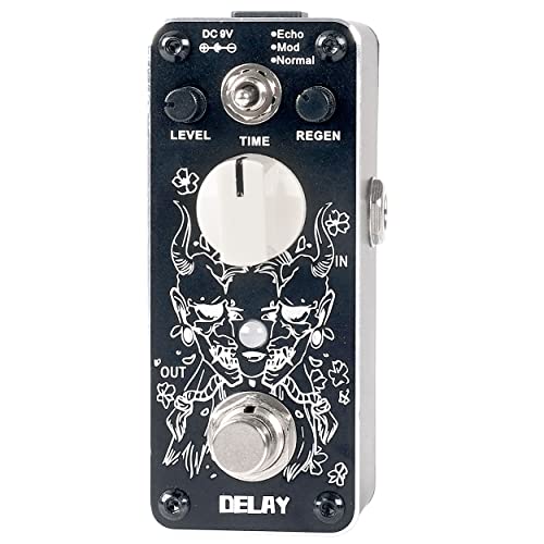 Sondery Digital Delay Guitar Effect Pedal - True Bypass, 3 Modes of Echo Modulation and Normal - Mini Size with Art Design on Aluminium Hard Case Top and Diamond Cut Along the Edge, Art Series SDY-9