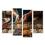 islandburner Prime Bild auf Leinwand Gewürze Auswahl in einem traditionellen Markt für Küche Hobbyköche Delikatessenladen Bilder Wandbilder Poster