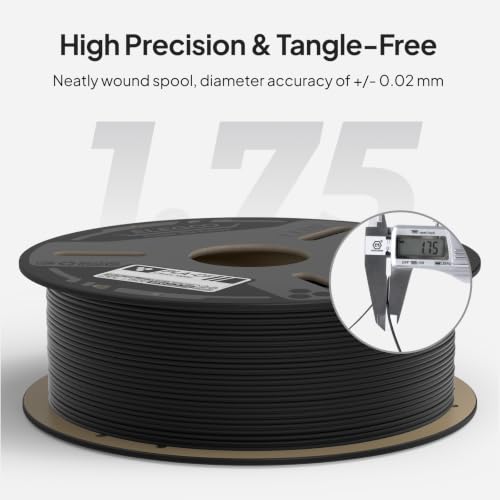 Image of ELEGOO Carbon Fiber PLA Filament 1.75mm Black 1KG, PLA-CF Strong 3D Printer Filament Dimensional Accuracy + /- 0.02mm, 1kg Cardboard Spool(2.2lbs) Fits for Most FDM 3D Printers