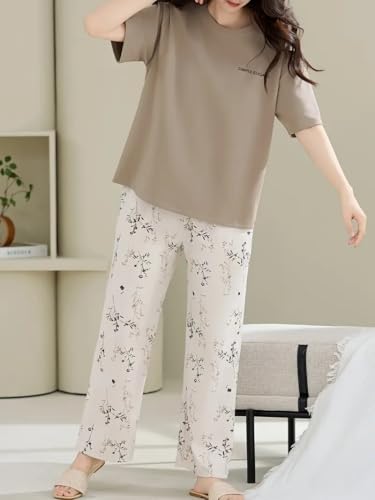Image of Louis Luxe Womens Korean Night Dress || Full Pyjama Set || Korean Nightsuit ||Women Nightwear ||Round Neck Full Sleeve Nightsuit || Loungewear || Everyday Nightdress (ND-12)