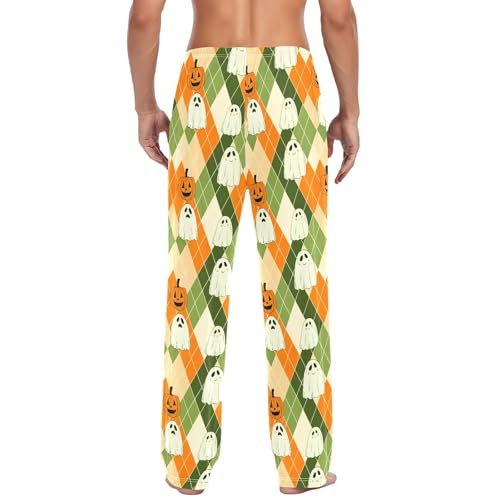 Pumpkins Spirits Scene Men's Cotton Pajama Pants with Pockets and Drawstring Comfortable and Stylish,S3