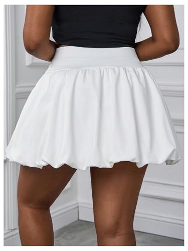 SweatyRocks Women's Plus Size Ruffle A Line High Waisted Mini Bubble Skirt Summer Skirts4