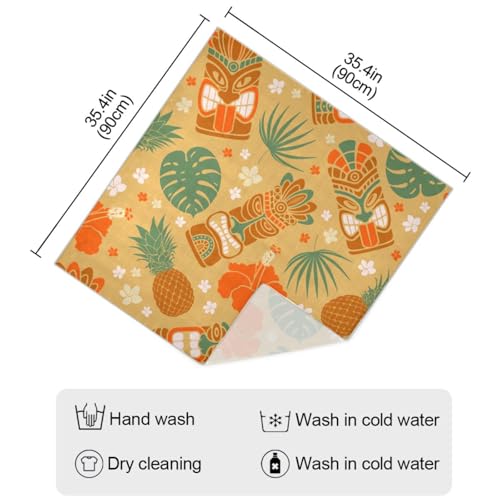 susiyo 35" Square Silk Scarf Exotic Tiki Silk Like Head Scarf Lightweight Bandana Sleeping Hair Wrapping for Women4